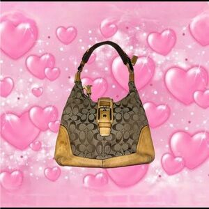 Coach Brown and Tan Shoulder Bag with Elegant Design